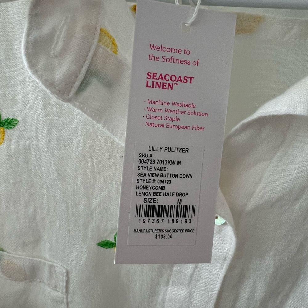 Lilly Pulitzer Sea View
White Button Down Shirt with Yellow and Green Embroidery - Picture 3 of 4